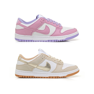 Kit 2 Pares Dunk Low Branco Lilás E Branco Dourado